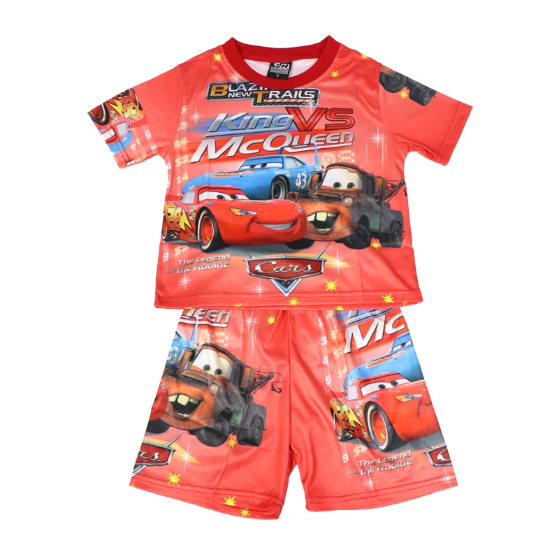 

kids summer clo Boy's Sets Summer Short-Sleeved Cartoon Clothing Kids Clothes Children's Shorts Pajamas Outfits Car McQueen 2-8Y