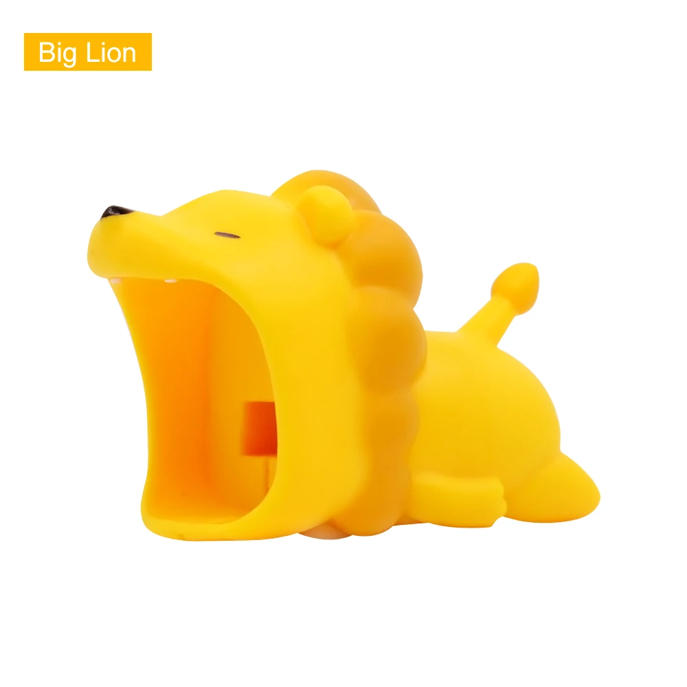 Big Lion CHIPAL Симпатичные животные большой кабель укуса протектор для iPhone США штекер USB кабель для передачи данных зарядное устройство крышка провода сматывания держатель телефона - Цвет: Big Lion
