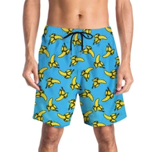 Мужские пляжные шорты с принтом банана, быстросохнущие пляжные шорты, мужские шорты для плавания, свободные шорты-бермуды для отдыха, пляжная одежда