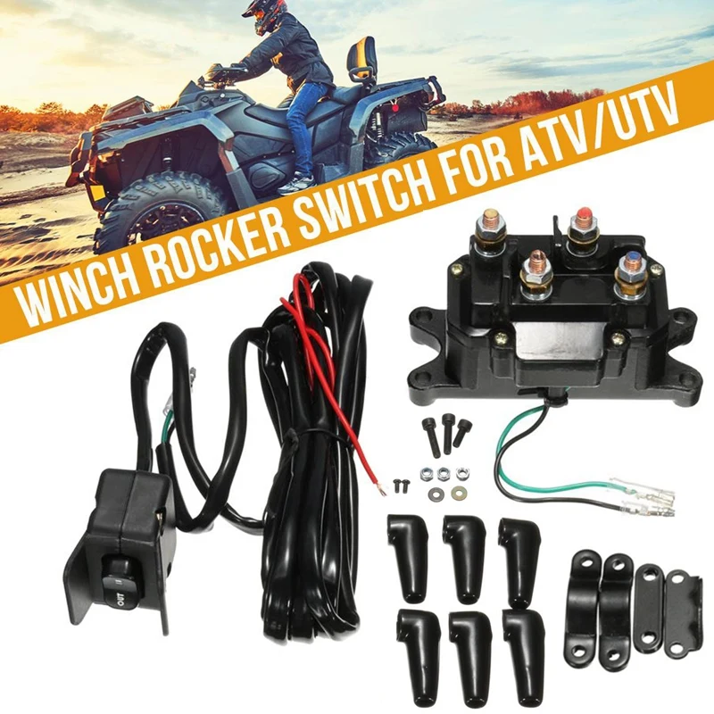 ATV UTV Winch Rocker Thumb Switch Handlebar Control Line 12V Solenoid