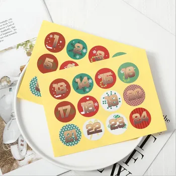 

120pcs/pack Round number sticker Christmas gift decoration sticker Merry Christmas Written Stickers Handmade Cake Packaging