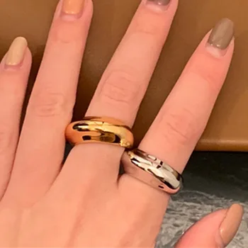

Special-shaped chunky ring for women stainless steel gold color fall winter ring punk rock style