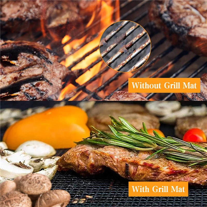 Bbq Grill Mat Non-stick Barbecue Mat Reusable Kitchen Cooking Mesh Mat Ptfe  Grill Pad Heat Resistant Outdoor Bbq Accessories - Bbq Accessories -  AliExpress