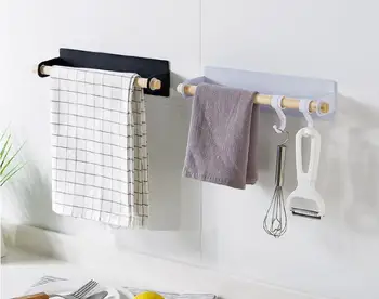 

1PC Wall Mount Suction Toothbrush Holder Towel Rack Mug Cup Organizer Bathroom Sets Hand Towel Holder Kitchen Towel Rack QA 178