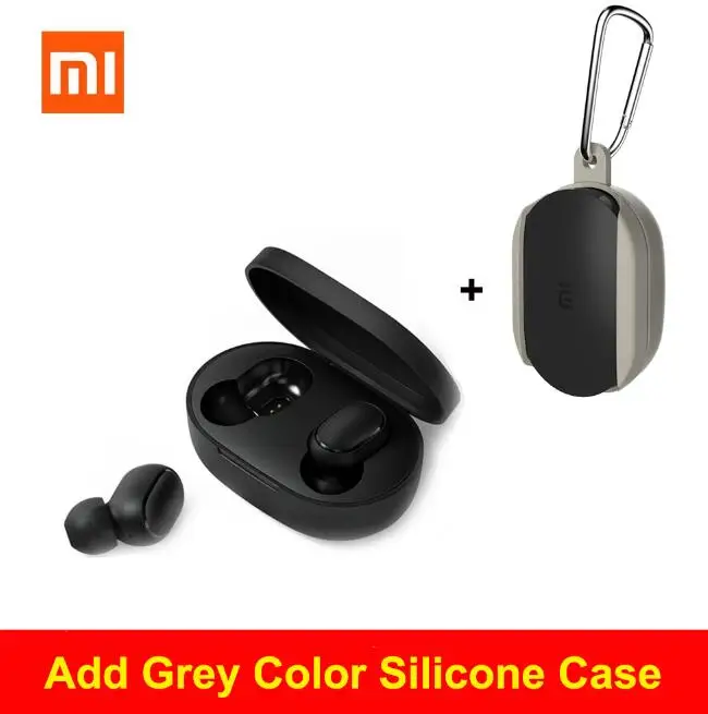 gray Case Xiaomi Redmi AirDots Bluetooth V5.0 Беспроводная гарнитура наушник с микрофоном Tap control звукопоглощающие наушники - Цвет: gray Case