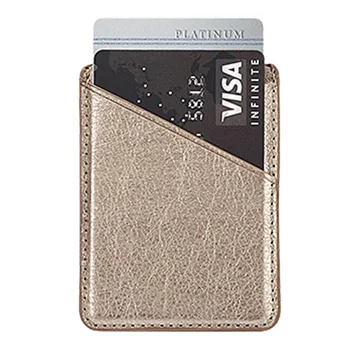 

Adhesive Wallet Leather Double-deck Universal Solid Pocket Secure Case Stick On Mini Phone Card Holder Back Inserting