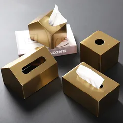 Copper Portable Tissue Box Solid Brass Desktop Napkin Holder Toilet Paper Roll Rack Lavatory Bathroom Storage Brushed Gold