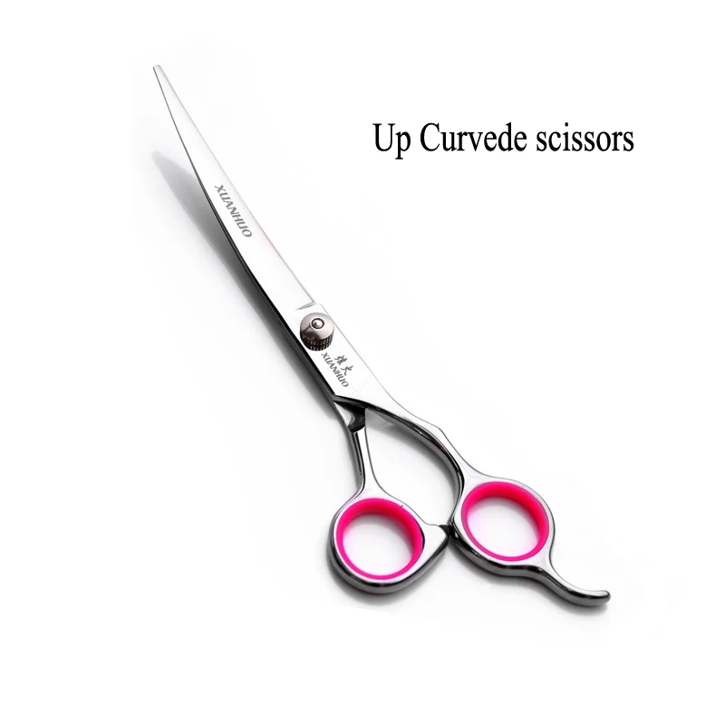 Up Curvede scissors Ножницы из нержавеющей стали для домашних животных и собак, изогнутые ножницы с острым краем, ножницы для стрижки кошек, парикмахерские режущие инструменты, набор - Цвет: Up Curvede scissors