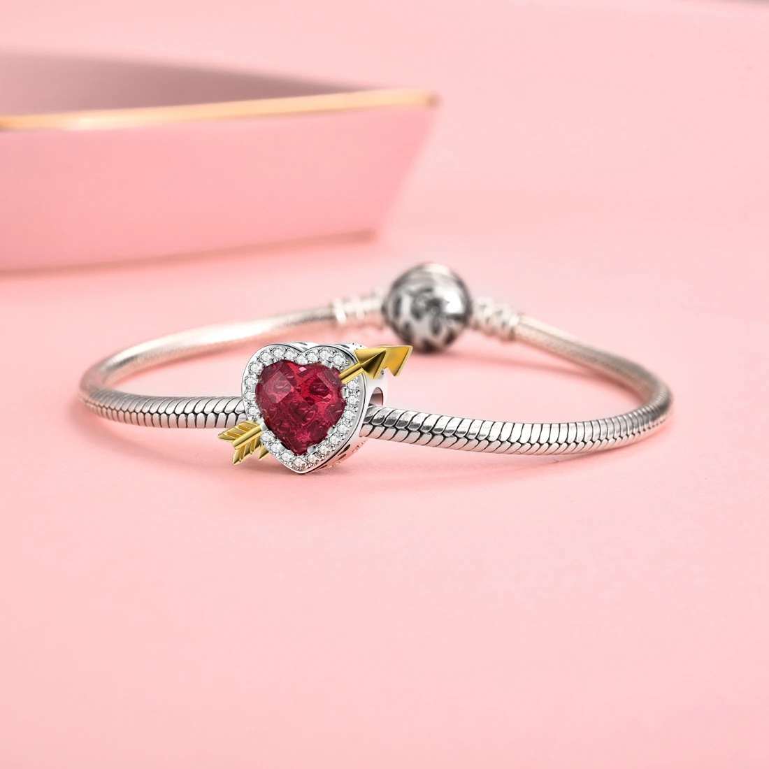 Jiayiqi Cupid's Arrow 925 пробы серебряные бусины в форме сердца CZ подходят для Pandora Подвески Серебро 925 оригинальные DIY Ювелирные изделия на День святого Валентина