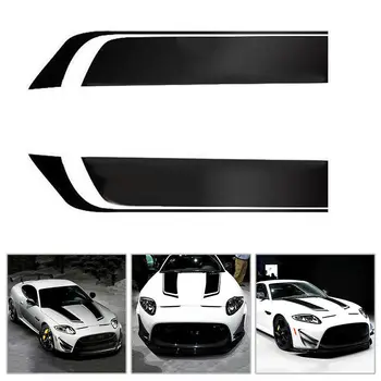 

2Pcs/Set Black Auto Racing Car Hood Stripe Decal Vinyl Bonnet Sticker Waterproof