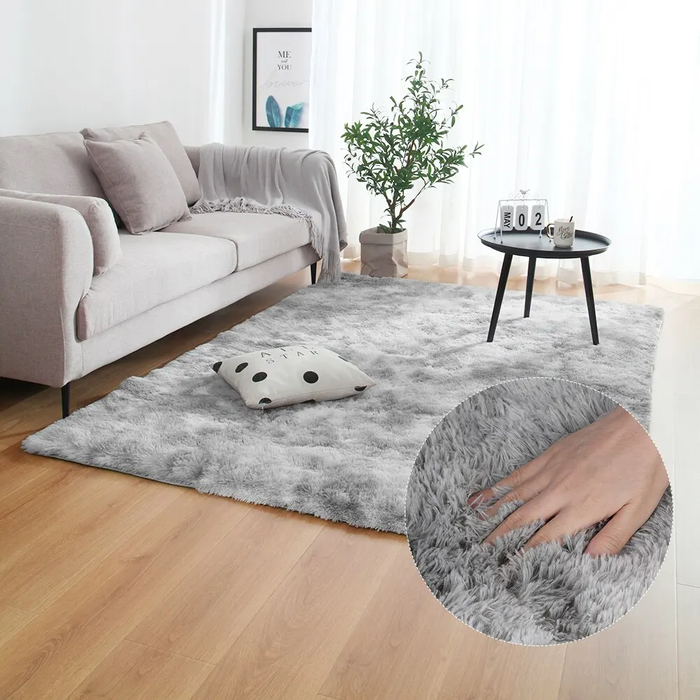 

Grey Carpet Tie Dyeing Plush Soft Carpets For Bedroom Living Room Anti-slip Floor Mats Bedroom Water Absorption Carpet Rugs