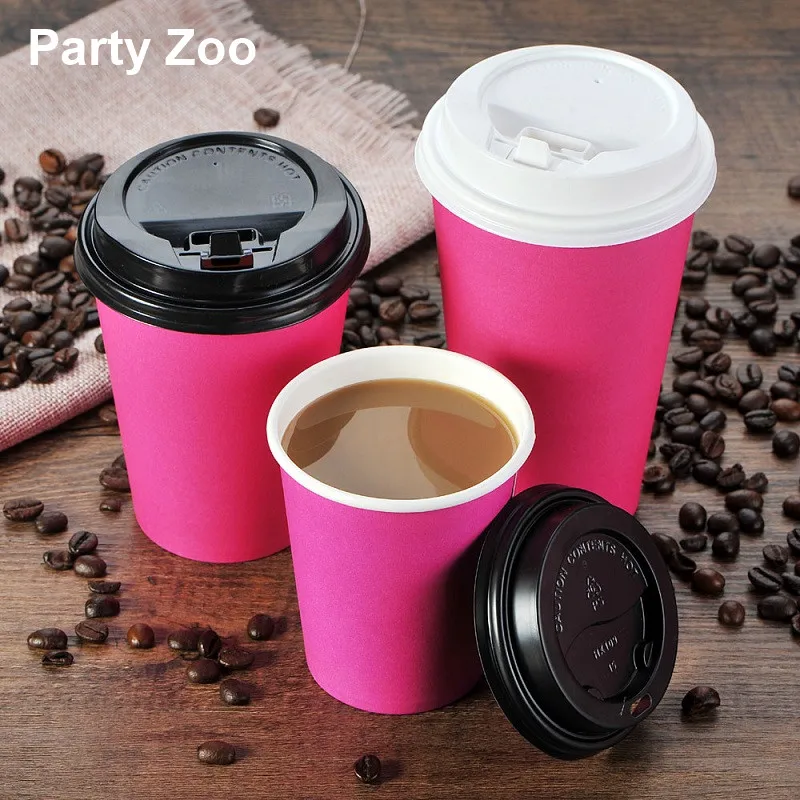 500pcs x 8oz/12oz/16oz Disposable Pure Color Paper Coffee Cups Colorful Milk Juice Drinking Cup