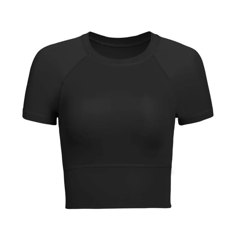 Sports Crop Top Shirts Women Yoga T-Shirts Running Shorts Sleeve Tees Vest Top Fast Drying Workout Fitness Vest Woman Gym Blous