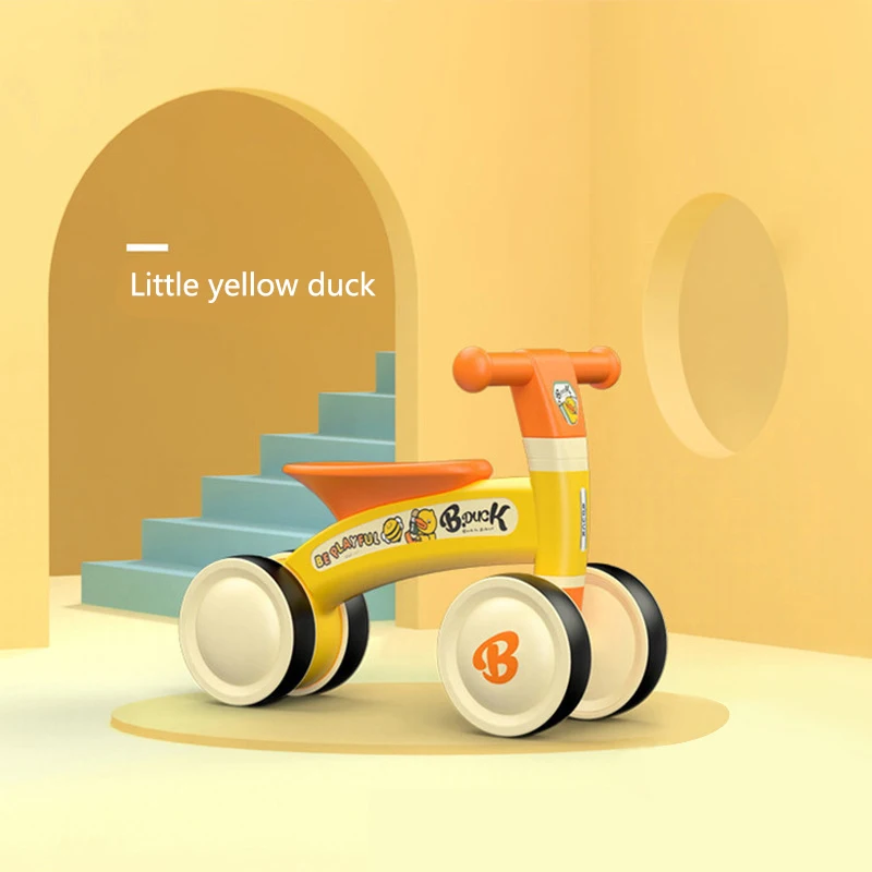 Baby Balance Bike Kid No Pedals 4 Wheels Cycle Riding Toy Infant Indoor Outdoor Learning Walker Push Scooter Gift for 1-3 Years
