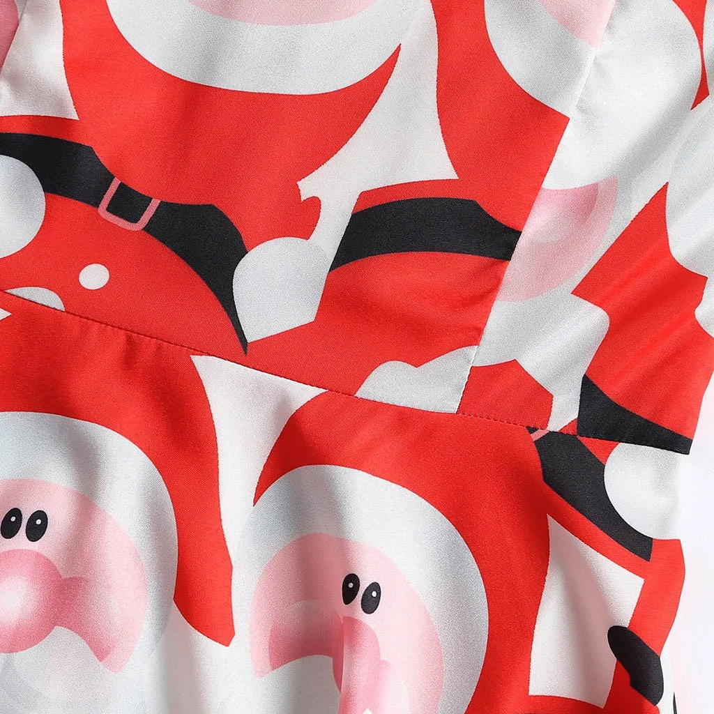 Superb Ladies Dresses Christmas Dress Vintage Clothes Women's Dress Retro Santa Claus Print Dress vestidos de fiesta de noche
