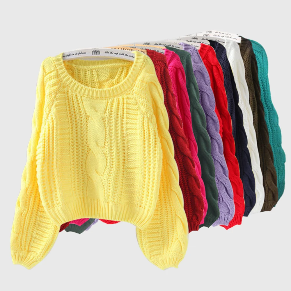 MoneRffi, женские свитера, теплый пуловер и джемперы с круглым вырезом, желтый свитер, джемперы, шикарный короткий свитер, скрученный пуловер