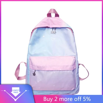 

2019 New Casual Bagpack Fashion Women Capacity Discoloration Student Backpack Mochila Escolar Travel Waterproof Bag Plecak #C11