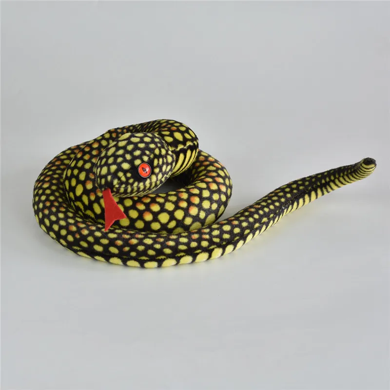 Funny Simulation Cobra and Python Snake Plush Toys Horror Real Life Zodiac Boa Spotted Snake Stuffed Dolls Kids Halloween Party Toys (2)