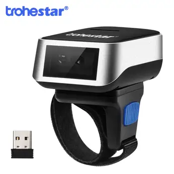 

Wireless Ring Barcode Scanner Portable Wearable Mini Bar Code Reader Bluetooth Scanners Compatible for Windows iOS Android Linux