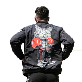 

Plus size men's clothing autumn and winter fat men's plus size jacket casual boxing cat top