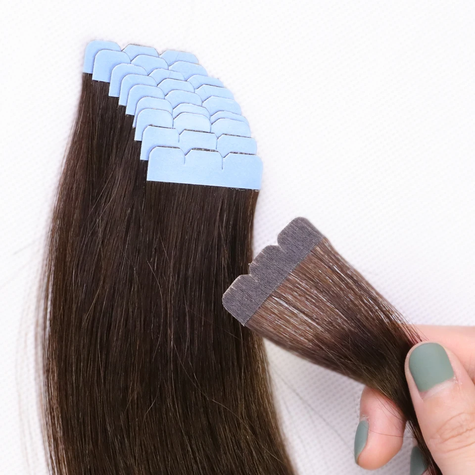 MRSHAIR 3x0.8 Inch Mini Tape In Hair 100 Human Hair Extensions Micro