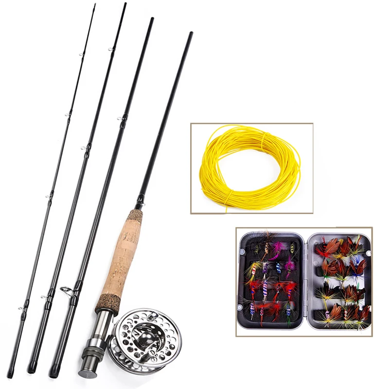 

Sougayilang Portable 4 Section Fly Fishing Rod Set 2.7M Fly Rod and 2 Color Fly Fishing Reel Combo and Gift Set Fishing Tackle