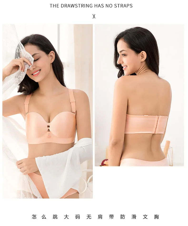 Sutiã sem Costura para Mulher Vestido de Casamento sem Fio d e Cup Mais Tamanho Sexy Lingerie Push up Sutiã c Bralette Roupa Interior Insivible 17 Pijamas e Moda Íntima