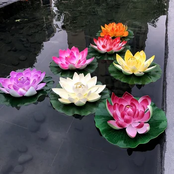 

1pc Colorful Home Artificial Fake Lotus Simulation Water Lily Garden Pool Plant Ornament Floating Flower Pond Tank Plant