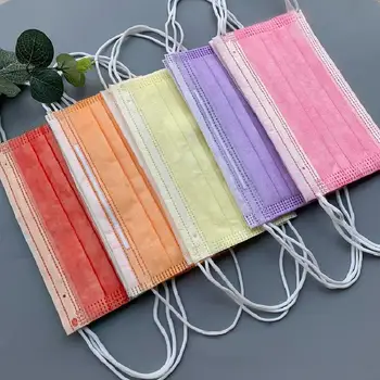 

10/50pcs Disposable Face Mask 3 Layers Filter Anti Dust Smog Earloop Breathable Gauze Mask Pink Black Adult Mouth Masks