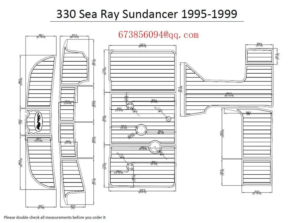 1995-1999 Sea Ray Sundancer 330 лодка Плавающая Платформа и кабина EVA Тиковый настил коврик