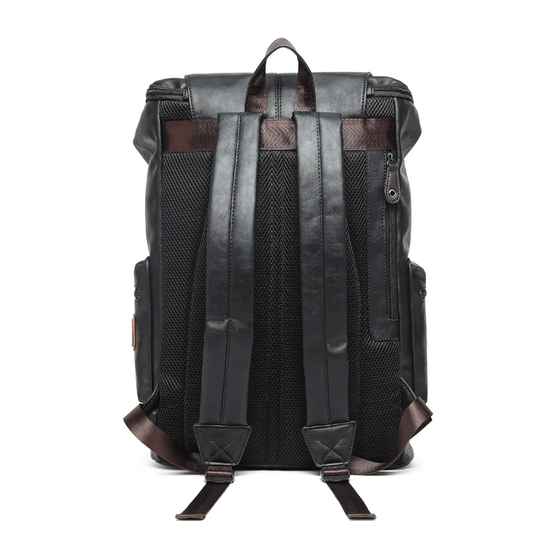 Leather Backpack Men's Large Antitheft Pu Travel Backpack Laptop Bag Black Bagpack Boy Big School Male Business Shoulder Bag