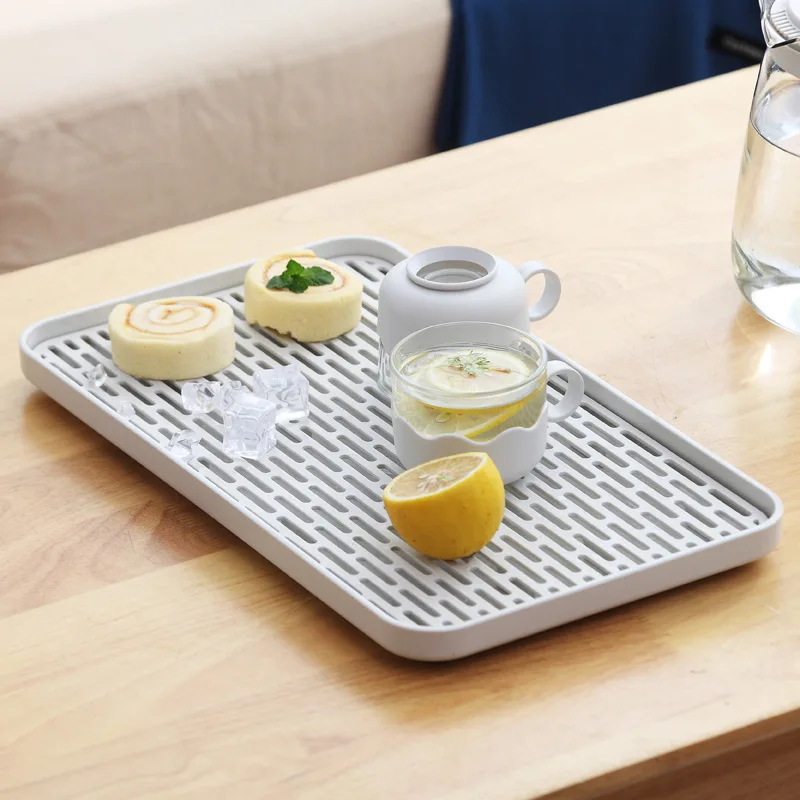 

Double Layer Dish Tray Drainer Vegetable Fruit Drying Rack Plastic Kitchen Organizer Tea Tray Multifunction Rectangular Shelf