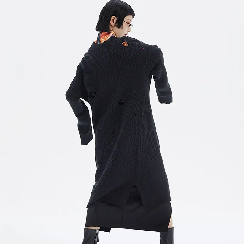 XITAO Irregular Hole Knitting Solid Dress Women