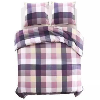 

Vidaxl part. Bedding Set purple plaid 200x200/80x80 cm