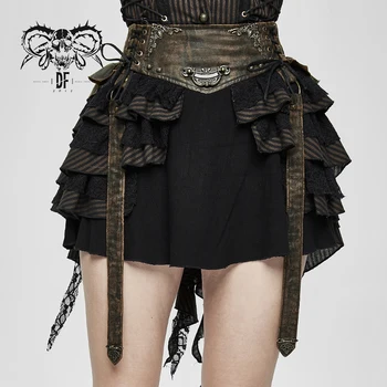 

Devil Fashion Women's Steampunk High Waist Mini Skirt Punk Style Party Club Half Skirts