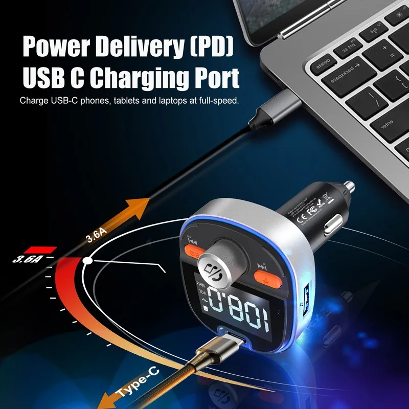 1," Автомобильный fm-передатчик Bluetooth 5,0 MP3-плеер с ЖК-экраном PD3.0 Быстрая зарядка DSP Handsfree TF карта U диск аудио адаптер