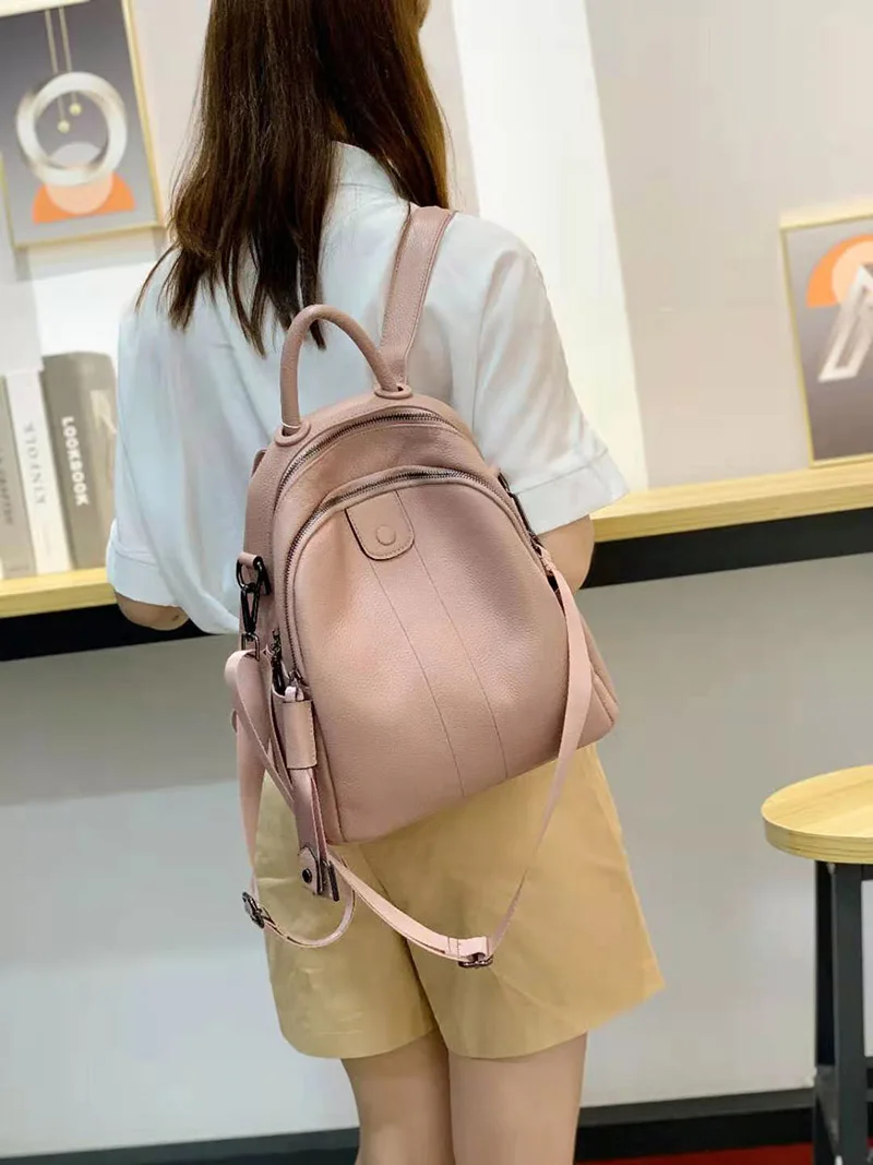 2022 NEW Fashion Soft 100% Genuine Cow Leather Women's Backpacks Lady Top Layer Cowhide Large Capacity School Book Backpack Bag