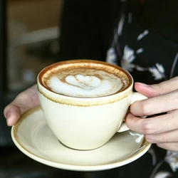 European Noble Retro Coffee Cup Saucer Set Classic Handmade Ceramic Coffee Cup Milk Tea Coffee Latte Drinking Set Christmas Gift