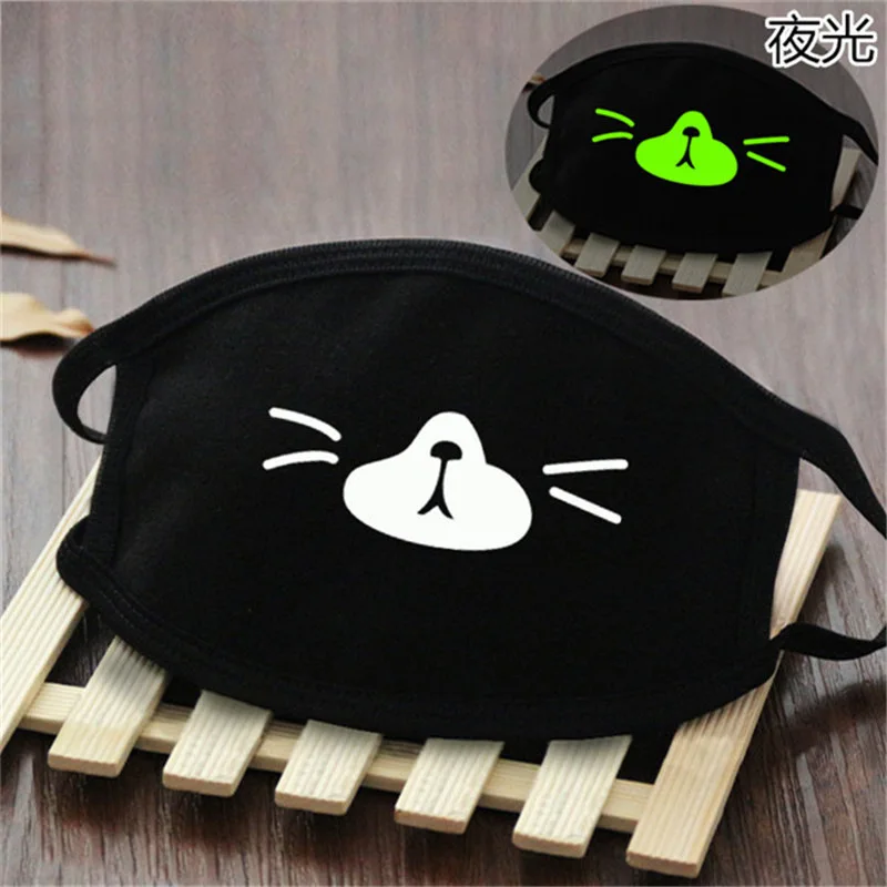 Punk Fangs Luminous Mouth Masks Black Cotton Anti Dust Face Mask Unisex Teeth Mask Luminous Mouth Mask Dust Mask - Color: expression (KZ0204)