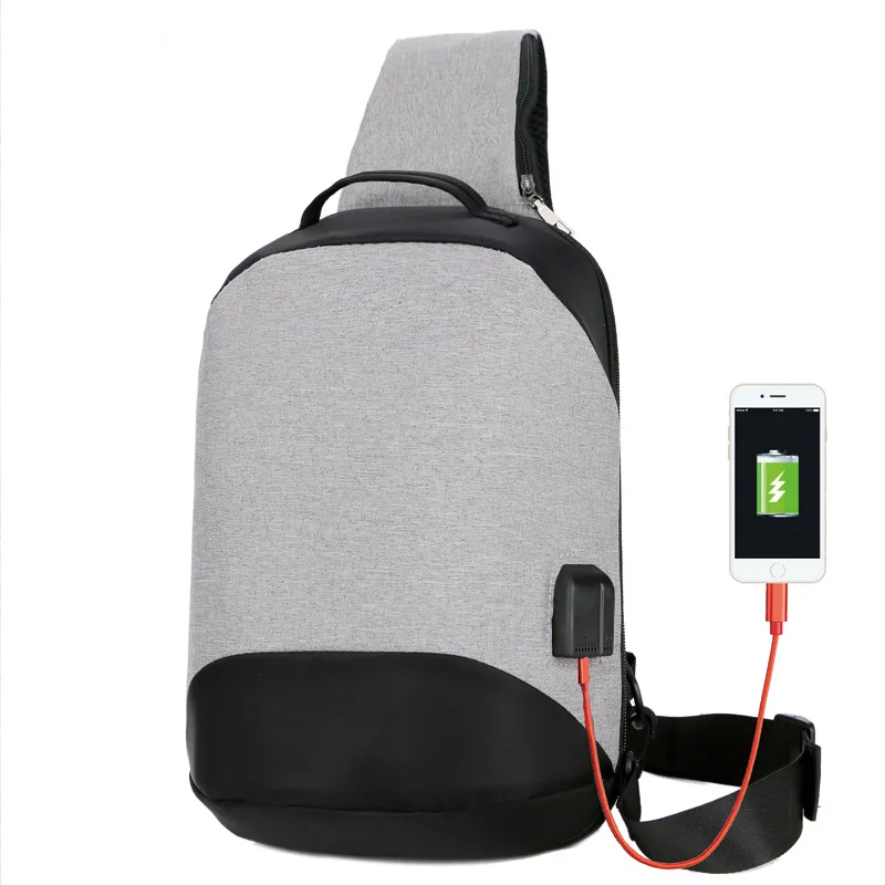 

New Chest bag Fashion Unisex's Oxford Sports Diagonal Bags Comes with charging Saddlebag Solid Color Zipper Single Shoulder Bags