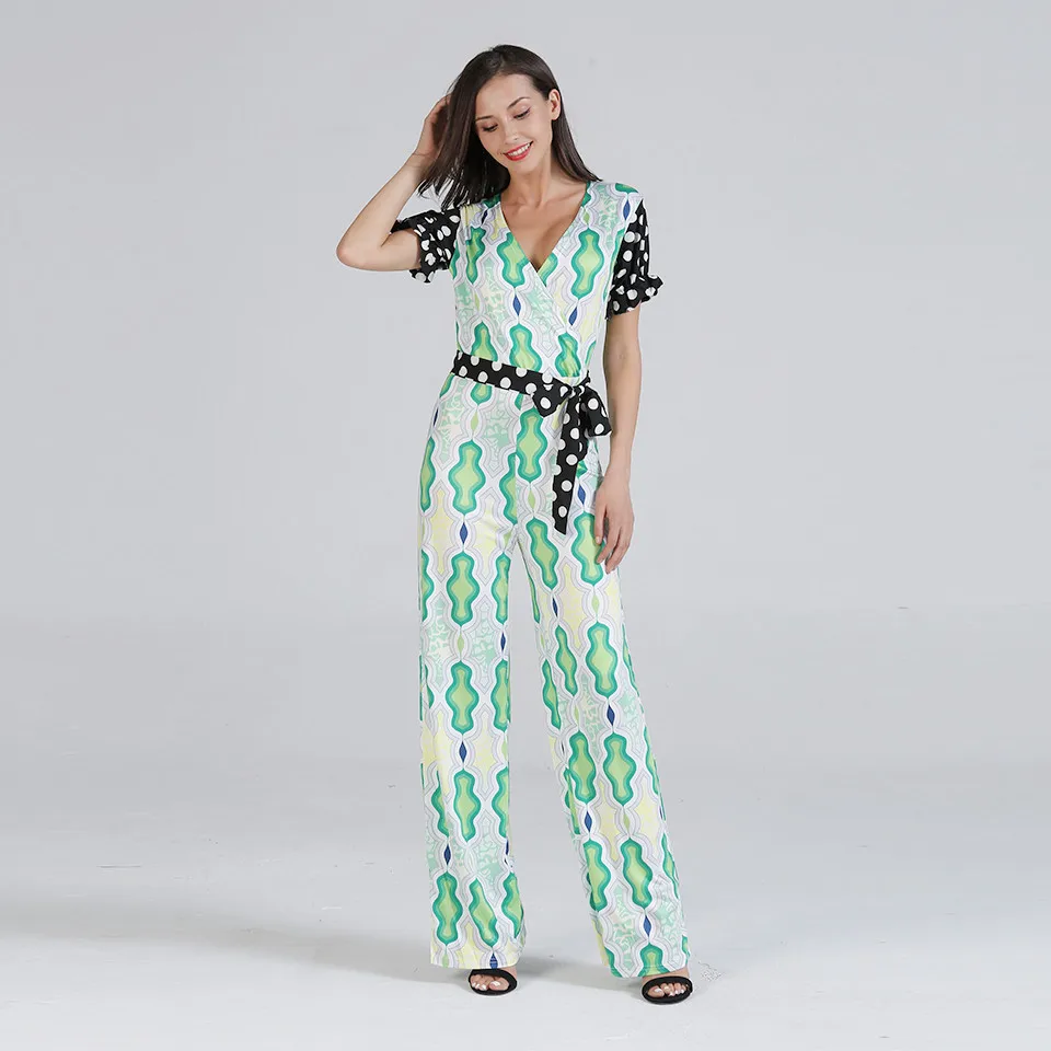 

Women Spaghetti Strap Floral Print Jumpsuit Button Down Wide Leg Bodycon Beach Holiday Summer Elegant Party Jumpsuits