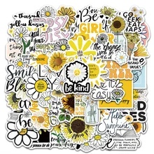 Autocollant de Graffiti en PVC marguerite tournesol, étiquette flocons, accessoires de Scrapbooking, esthétique pour ordinateur portable, téléphone pour enfant, 50 pièces