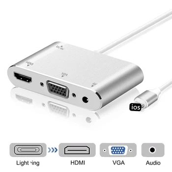 

4 in 1 Multifunctional iPad/iPhone Hub to HDMI VGA for ipad for apple for iphone AV HDMI Docking Station USB HUB