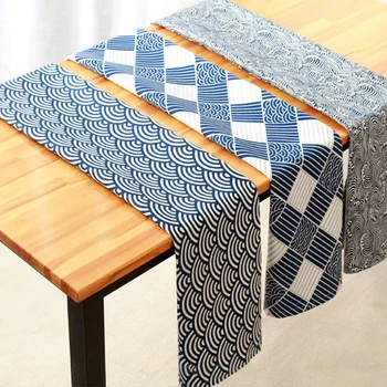 

Tablecloth fabric cotton linen Japanese style and wind wave photo desk round table tea table
