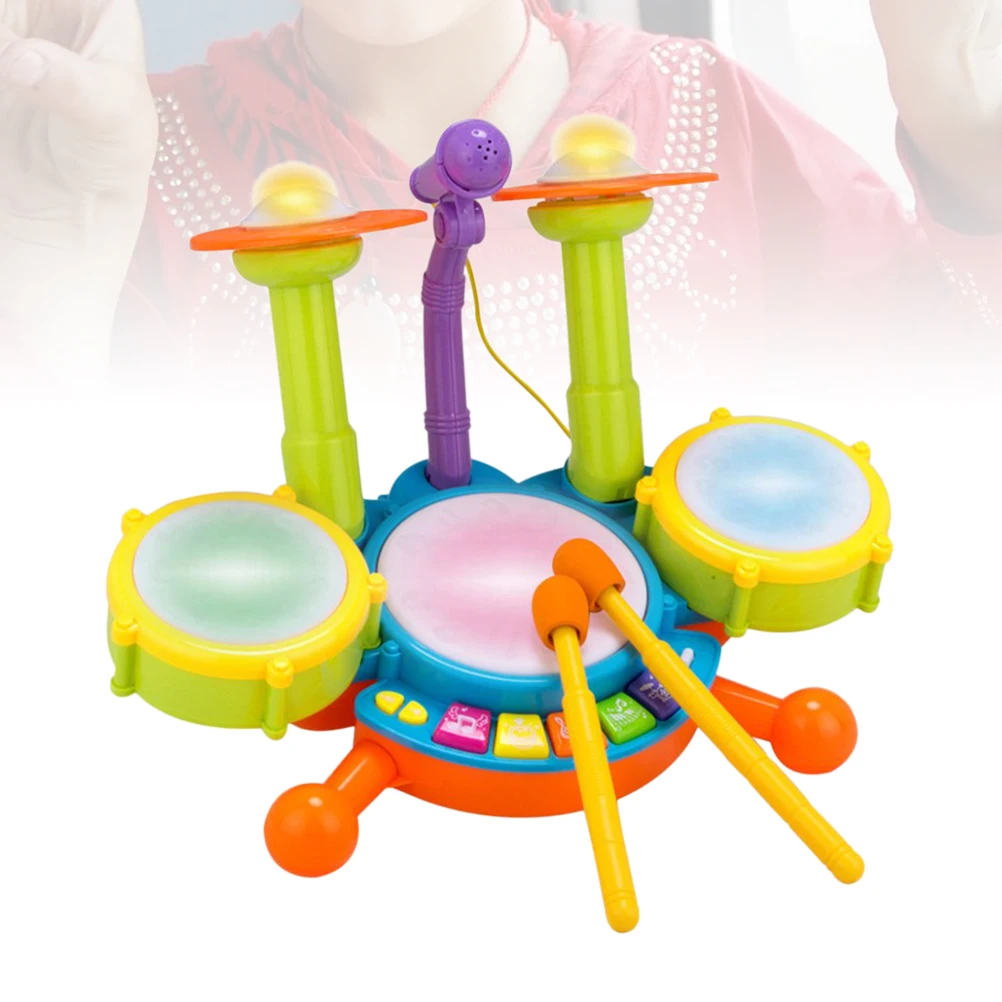 1 Set Kids Dynamic Educational Developmental Toy Gift Drum Set for Boys Girls Christmas Gift