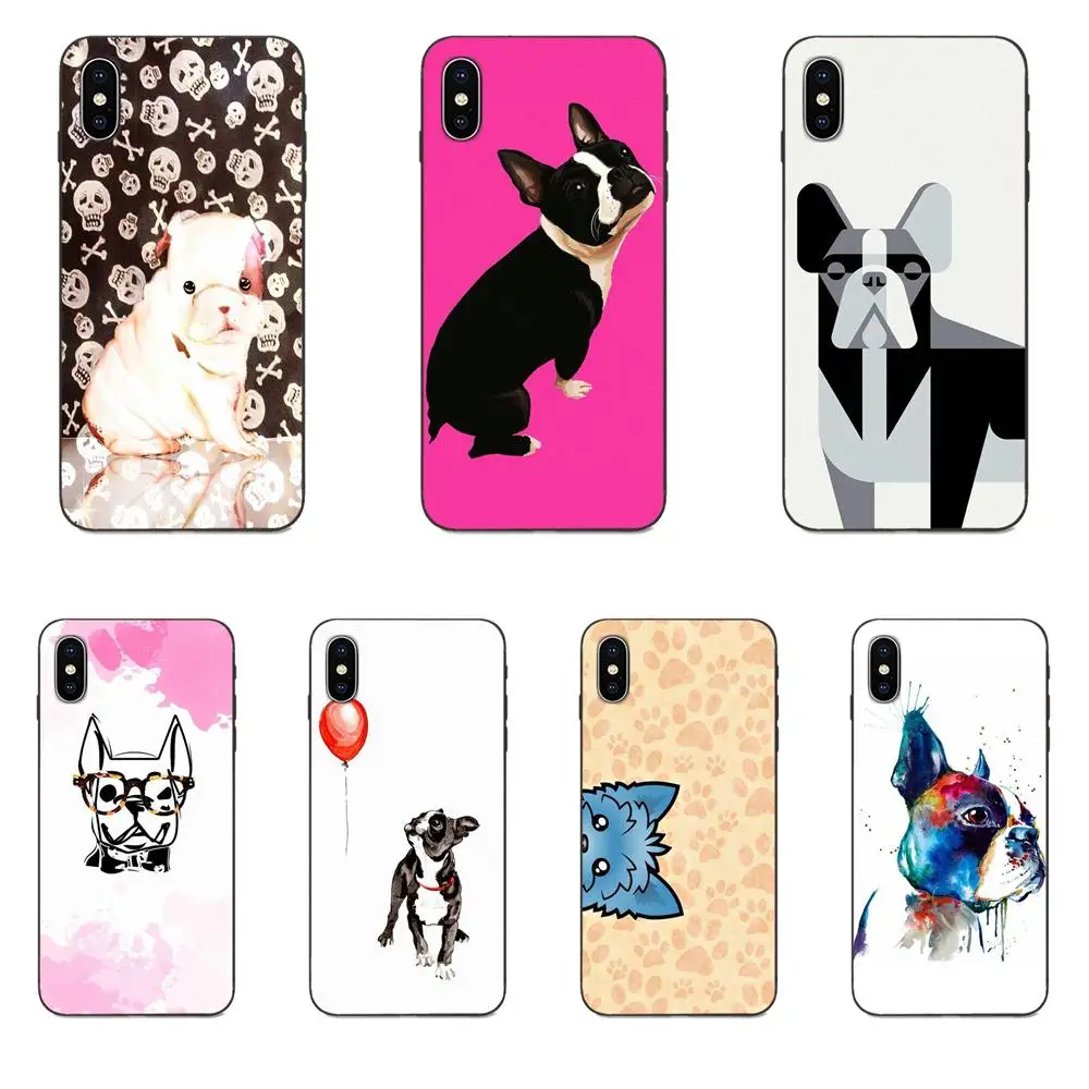

Boston Terrier Florals For Apple iPhone 4 4S 5 5S SE 6 6S 7 8 Plus X XS Max XR Soft Art Cover Case