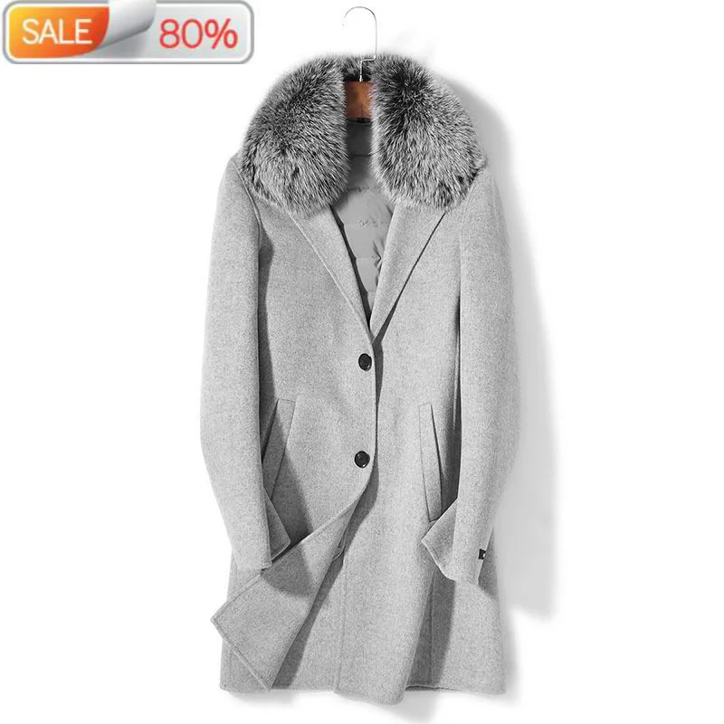 100% 양모 가을 겨울 자켓 남자 다운 라이너 롱 코트 모직 코트 플러스 사이즈 Chaquetas P-SA605C ND1265
