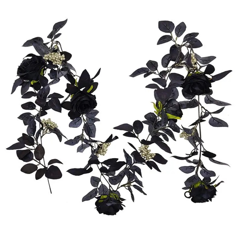 ArtificialSilkBlackRosesFlowerVineDecorativeFakeClothIvy