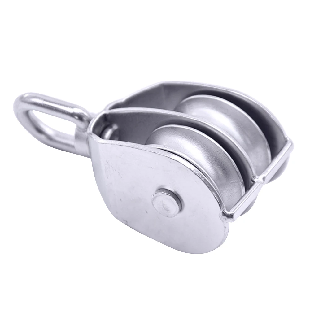 Fixed Tool Lifting Mini Swivel Hook Climbing M15-32 Roller Loading 304 Stainless Steel Crane Double Pulley Block Sheave Crown