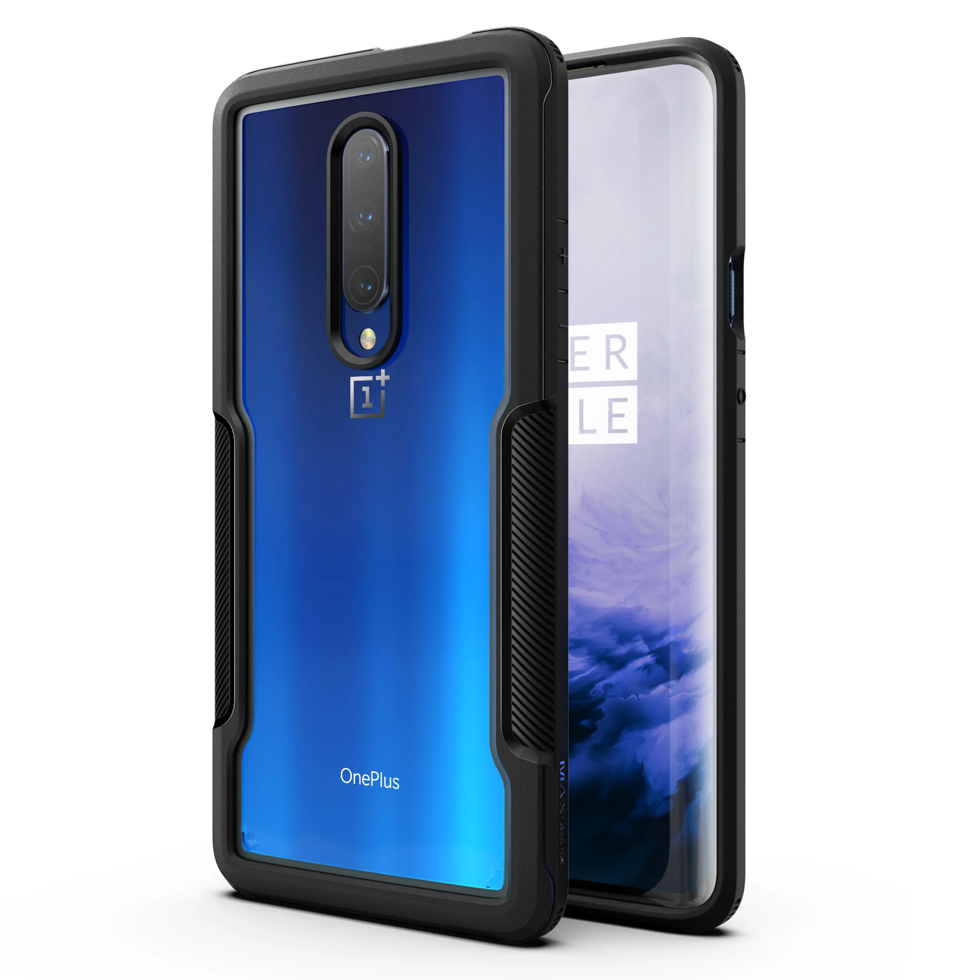 Black Maxshield для One Plus 7 Pro чехол противоударный Премиум гибридный защитный ТПУ бампер с прозрачной задней панелью+ Защитная пленка для экрана - Цвет: Black